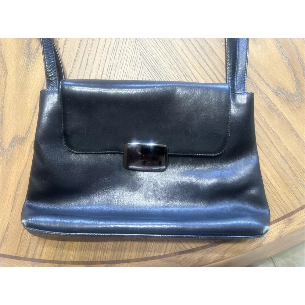 Tano Handbag Purse Brown Leather with Metal Closure Detail